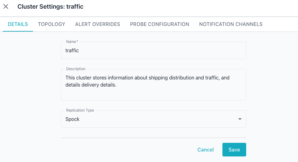 Reviewing the Details tab of Cluster Settings