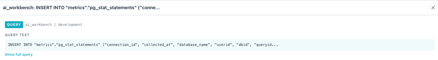 Reviewing the Query dashboard header